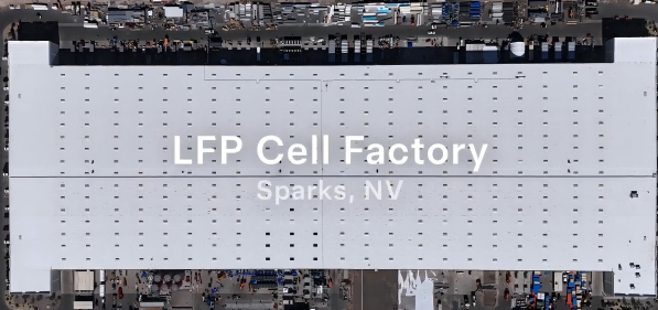 LFP CELL FACTORY Image of the Tesla LFP Cell Factory at Gigafactory Nevada