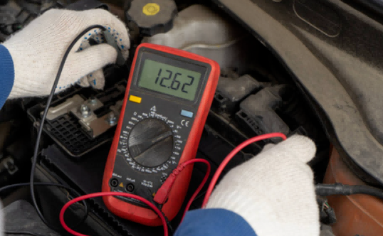 Car Battery Voltage Chart Chart showing healthy and low voltage levels for a car battery.