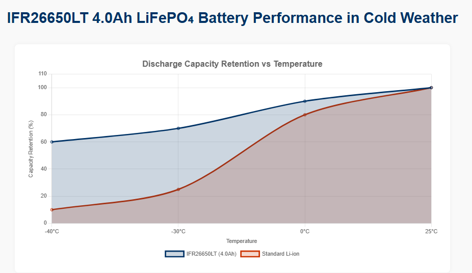 IFR26650LT 4.0Ah LiFePO₄ Battery Performance in Cold Weather
