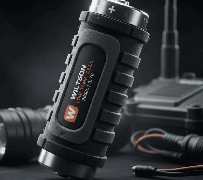 Wiltson 26650 ruggedized low-temperature cell for tactical applications